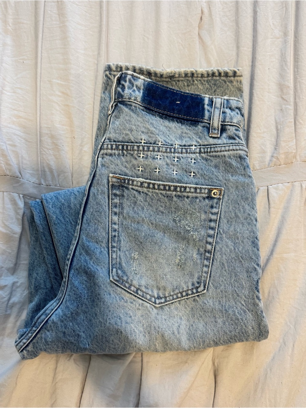 Ksubi Light Wash Denim Jeans with Stud Accent
